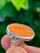 Load image into Gallery viewer, Aqiq Khorasani Ring with Allah and Ahlulbayt inscription